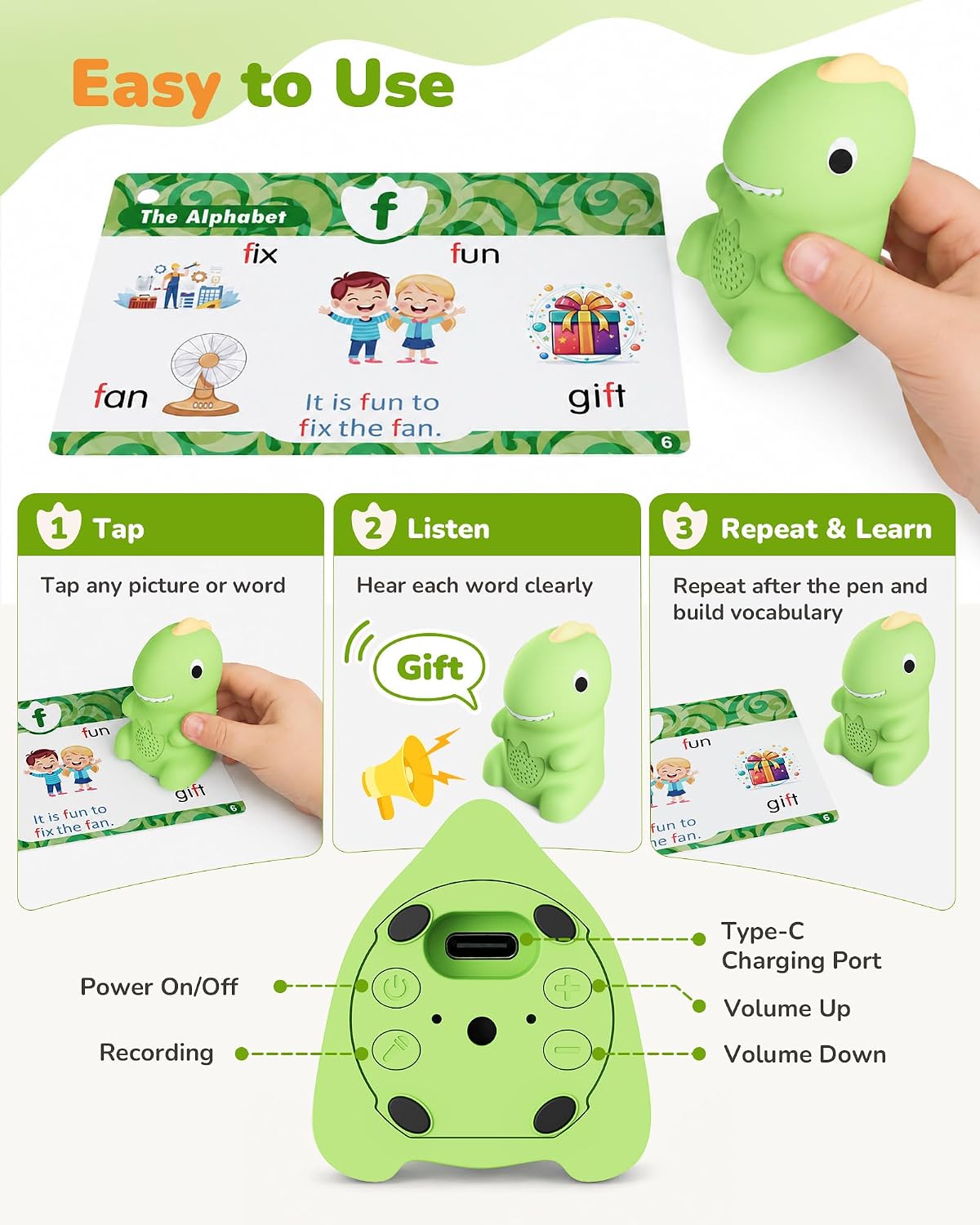 KOKODI Dinosaur Talking Pen with Phonics Cards