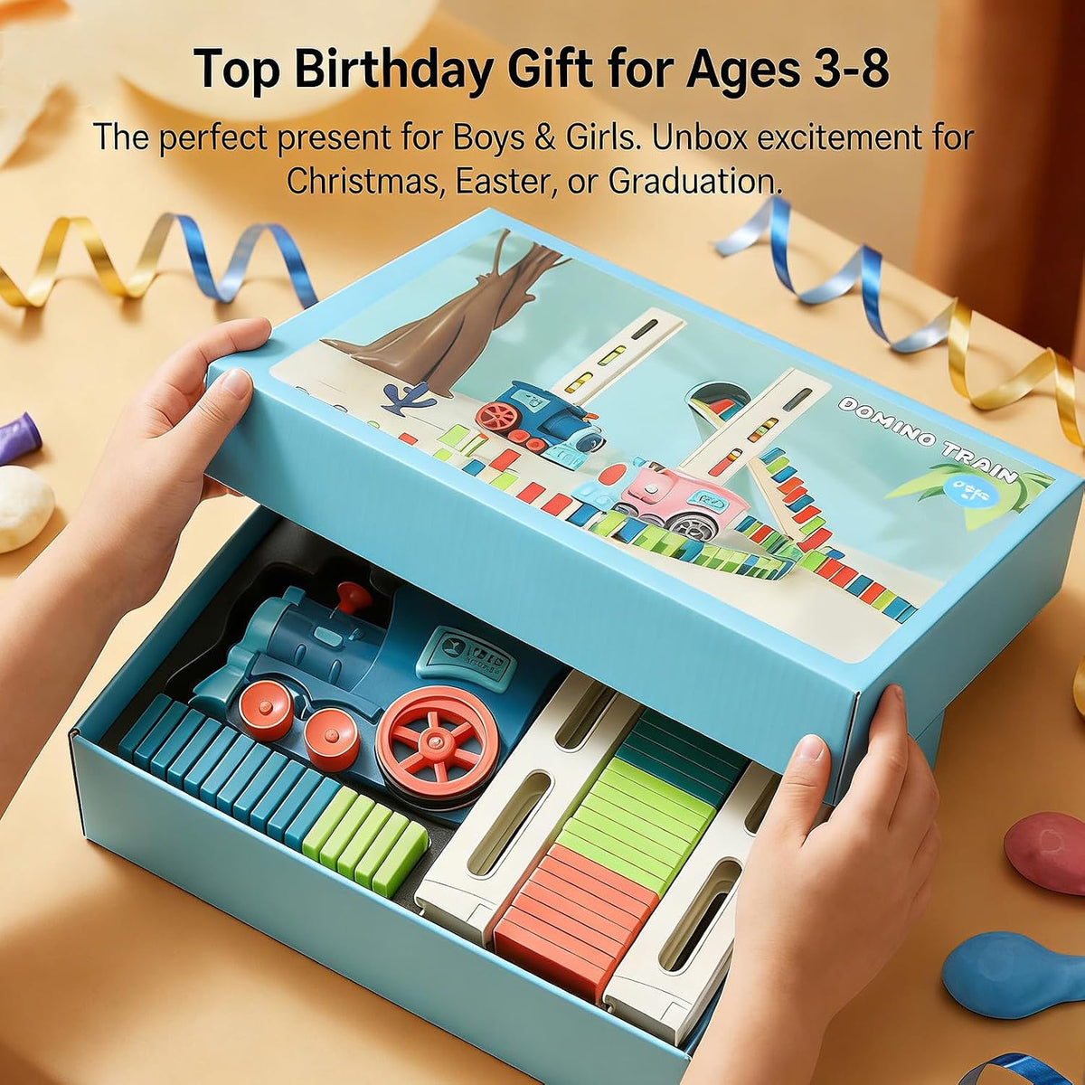 PREPHY Domino Train Toys Kids Games - Automatic Stacking Creative Game 3+ Year Old