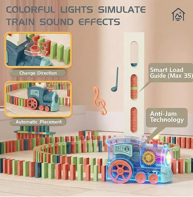 PREPHY Domino Train Toys Kids Games - Automatic Stacking Creative Game 3+ Year Old